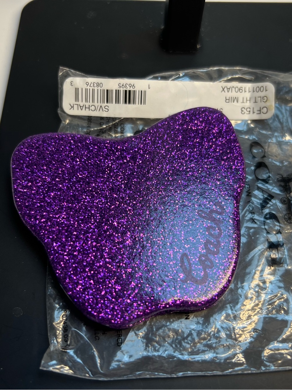 Coach Purple Glitter Butterfly Compact Mirror Case NWT
